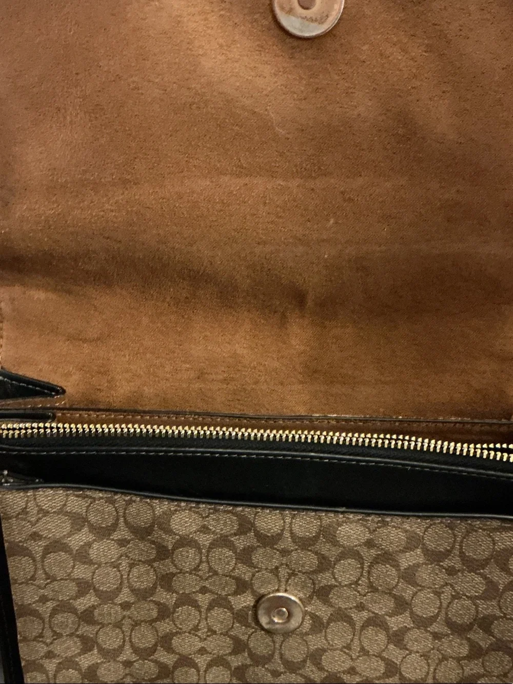 Coach KLARE Black Leather & Tan Signature Crossbody Bag